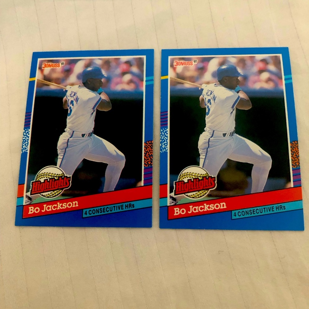 1990 Leaf Bo Jackson BC-10 Error Card and BC-10 Corrected Card